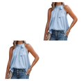 thumbnail image 2 of Qarigey Blusa informal sin mangas con estampado, camisa holgada, cumpleaños, boda, aniversario, vacaciones, baile, Top, ropa de verano para viajes Type1 NO1 Qarigey CBP251005, 2 of 5