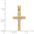thumbnail image 2 of 14k Two Tone Gold Lord Jesus Christ Crucifix Holy Cross Necklace Charm Pendant Religious Inri, 2 of 6