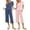 Pink Stripe/Navy Dots, variant on Ekouaer 2 Pack: Women's Set Short Sleeve Pj Top Capri Pants - Pajamas Sets Lounge & Sleepwear Set Navy Star/Coffee