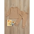 thumbnail image 2 of SAYOO 2 Pieces Kids Nightwear, Unisex Solid Color Round Neck Long Sleeve Tops+ Long Pants for Spring Autumn, 18 Months-6 Years, 2 of 8