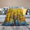 thumbnail image 2 of COMIO Blanket Tree of Life Golden Flannel Blanket White, 2 of 6