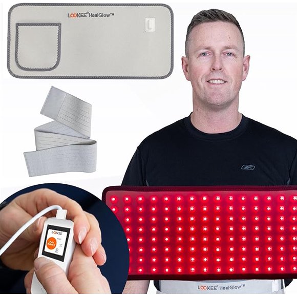 LOOKEE® HealGlow™ Pro Medical Infrared & Red Light Therapy Belt | Programmable with 10 Therapy Modes | Proudly Canadian | 60W Rating Professional LED Infrared Light Therapy for Full Body Pain Relief