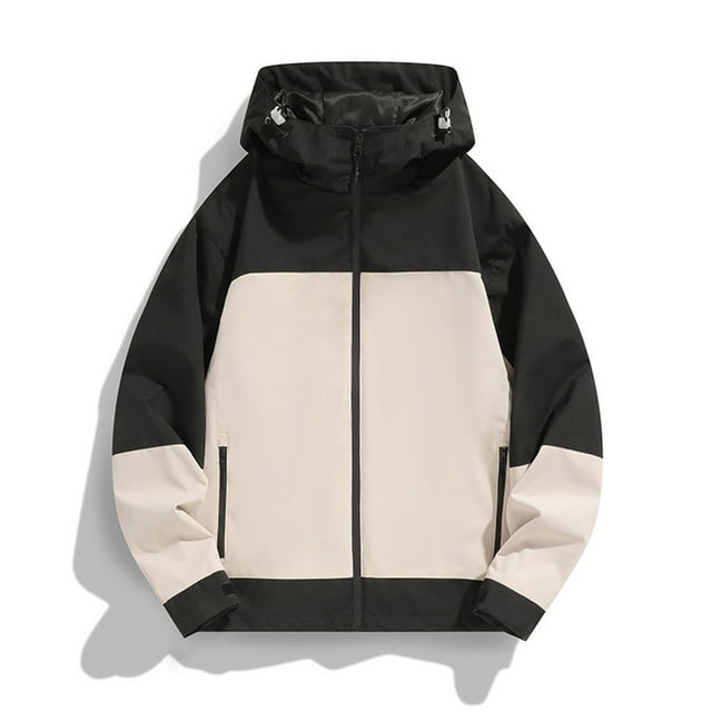 Leodye Veste Légère à Manches Longues pour Hommes, Résistante à l'Eau, Coupe-Vent de Randonnée, Beige P(S)
