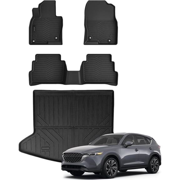 All Weather Floor Mats Cargo Mat Fit for Mazda CX-5 2025 2024 2023 2022 2021 2020 2019 2018 2017 TPE Rubber Liners CX5 Accessories All Season Guard Odorless Anti-Slip Floor & Trunk Liners