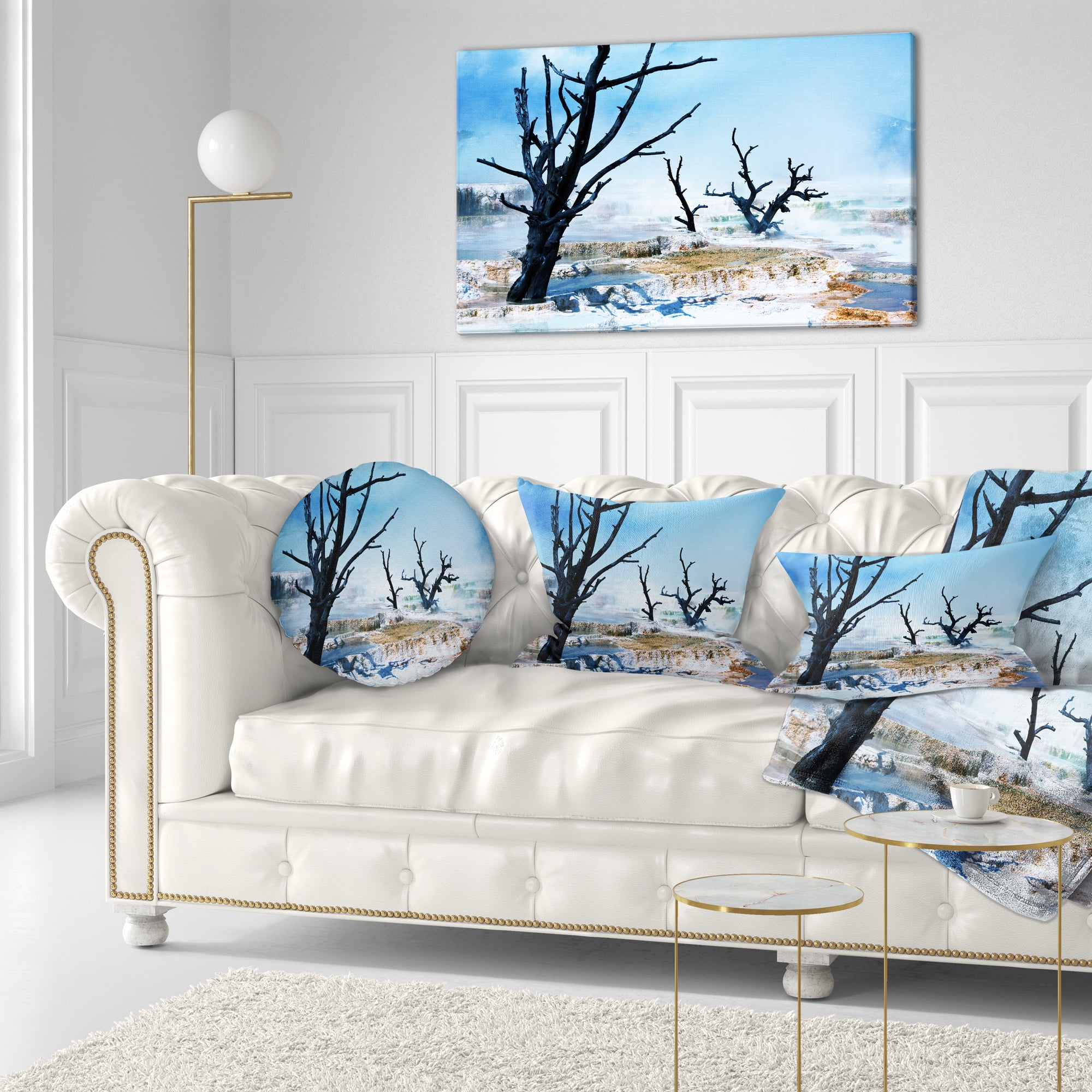 Designart Beautiful Land with Large Dry Trees - Landscape Printed Throw Pillow - 12x20