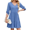 thumbnail image 1 of WILLBEST Faldas Para Mujer Vestido Holgado De Primavera Y Verano Con Cuello En V, Volantes Y Pliegues, 1 of 3