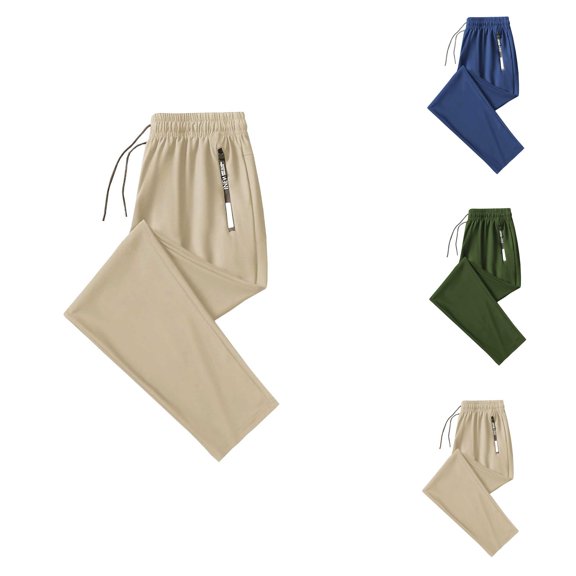 Mens Pants Breathable Cooling Ice Silk Wide Leg Sweatpants, Lightweight Lounge Pants for Men, Elastic Waist Workout Pants for Gym, Travel, or Summer Casual Comfort XXS-3XL