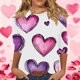 thumbnail image 1 of RKSTN Valentines 3/4 Sleeve Tops for Women Oversized Crewneck Valentine's Day Graphic Printed Short Sleeve T Shirt Womens Casual Round Neck Loose Comfy Loves Heart Print Three Quarter Sleeve Shirts, 1 of 6