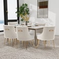 thumbnail image 6 of SEYNAR Modern Glam Boucle Pleated Velvet Accent Dining Chair, Set of 6 for Living Room with Rear Handle（Beige）, 6 of 8