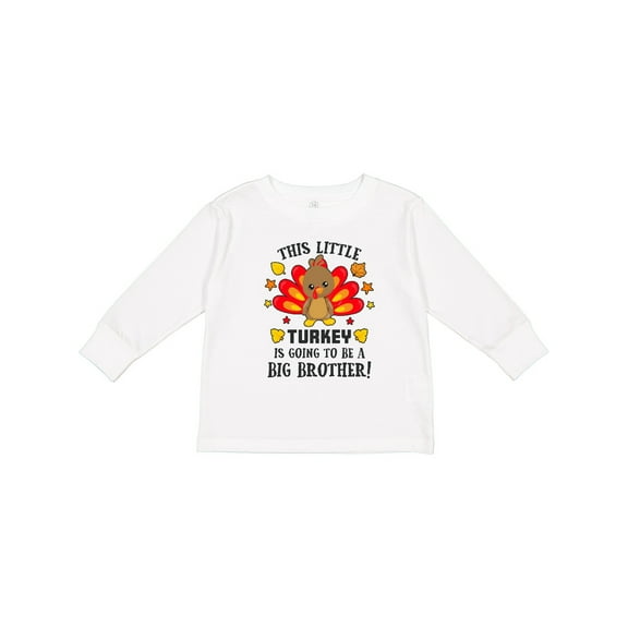 Inktastic This Little Turkey is Going to Be a Big Brother Boys Long Sleeve Toddler T-Shirt