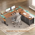 thumbnail image 2 of 55" L Shaped Electric Standing Desk with 6 Fabric Drawers and Storage Shelves, Height Adjustable Computer Desk, Home Office Desk, 2 of 7