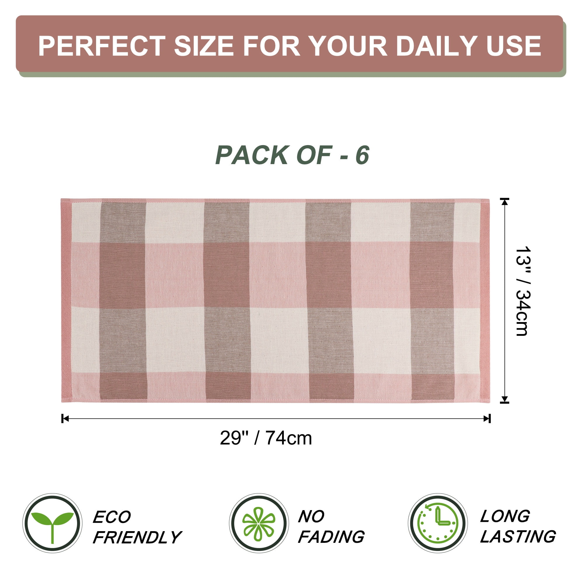 Unique Bargains 6-Pack 100% Cotton Absorbent Kitchen Towels 13" x 29" Pink