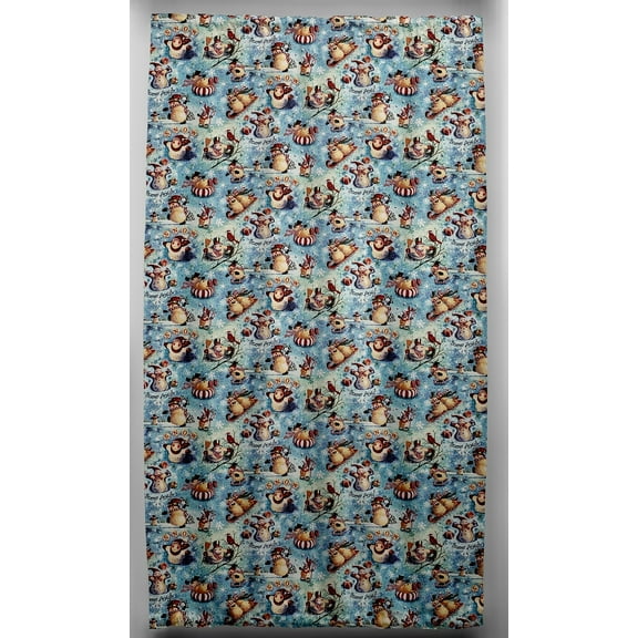 Christmas Snowman French Door Curtain Panel with Tie Back (Unlined)
