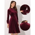 thumbnail image 2 of DARING DIVA Button Front Ruffle Vintage Flared Dress S Burgundy, 2 of 6