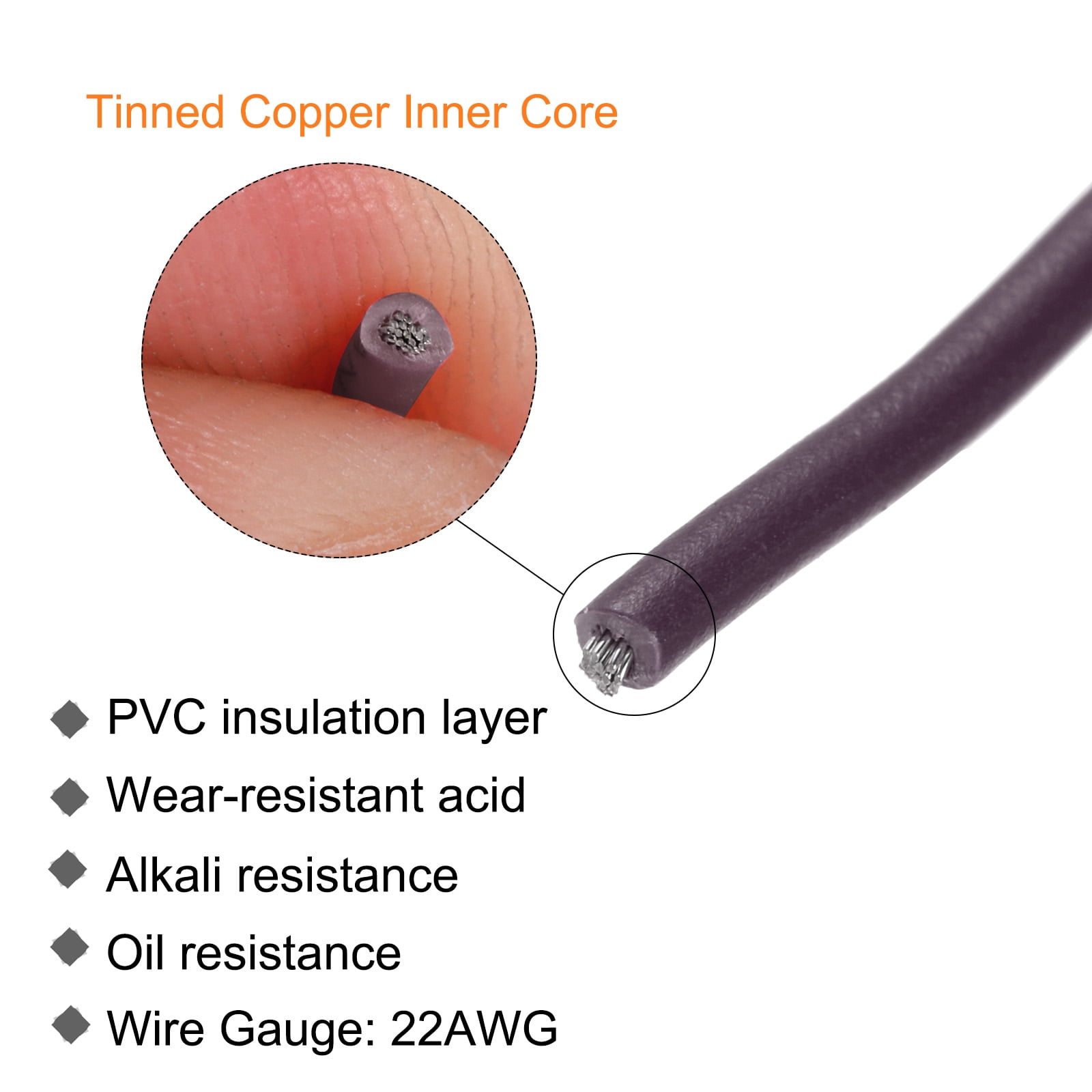 UL1007 22AWG Gauge Stranded Hook-Up Wires, Electrical Wire Tinned Copper Wire 30m/100ft Brown