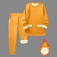 thumbnail image 3 of 2PC Fleece Lined Sweatsuit for Men Long Sleeve Crewneck Sweatshirt Elastic Waist Cuffed Joggers Loungewear Set with Pockets Yellow L, 3 of 7