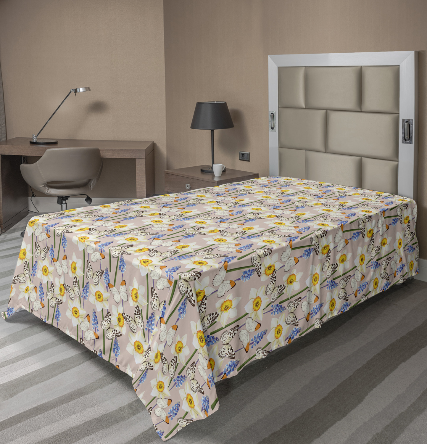 Butterflies and Floral Ornamanets Fantasy Design Colorful Vibrant Wings Artwork Multicolor Twin Size Soft Comfortable Top Sheet Decorative Bedding 1 Piece Ambesonne Colorful Flat Sheet