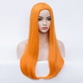 thumbnail image 5 of RightOn 26" Orange Wig Long Straight Hair Wig Bright Orange Wig Orange Yellow Wigs Charming Women Girls Straight Wigs for Cosplay Party or Daily Use with Wig Cap, 5 of 6