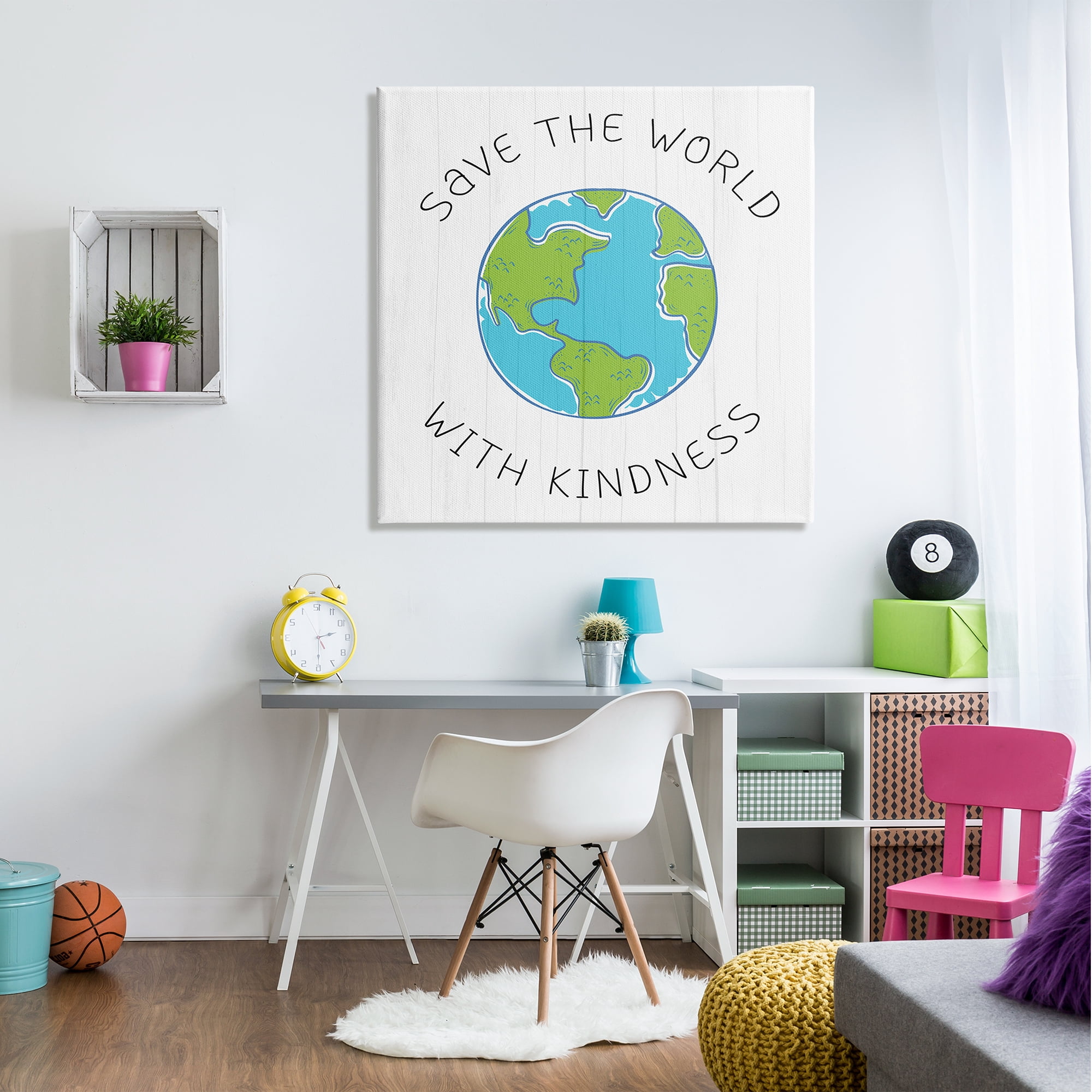 Stupell Industries Save The World With Kindness Planet Earth Symbol,36 x 36, Design by Daphne Polselli