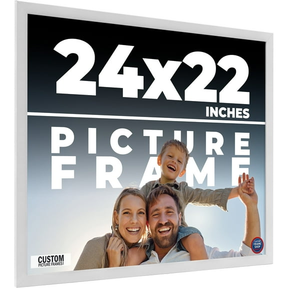 24x22 Frame White Solid Wood Picture Frame Includes UV Acrylic Shatter Guard Front, Acid Free Foam