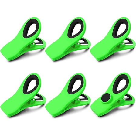 Chip Clips, Bag Clips, Green Magnetic Clips, Chip Clips Bag Clips Food Clips, Bag Clips for Food, Clips for Food Packages, Magnet Clips, Chip Bag Clip, Magnetic Chip Clips for Fridge, 6 Pack