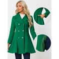 thumbnail image 2 of Unique Bargains Long Coat for Women's Lapel Collar Contrast Double Breast Coat M Green, 2 of 6