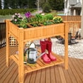 thumbnail image 3 of Costway 8 Grids Raised Garden Bed Elevated Planter Box Kit Wood w/Liner & Shelf, 3 of 12