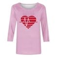thumbnail image 4 of Wowcloth Ladies' Hearted-Printed Round Neck Three Quarter Sleeve 3/4 Sleeve T-shirt Loose, 4 of 4
