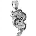 thumbnail image 3 of Real Genuine Diamond 0.61 Cwt. 28+ Grams Skull Head Snake Masonic All-Seeing Eye Of Providence Freemasonry Pendant 10K White Gold On Charm + Chain, 3 of 5