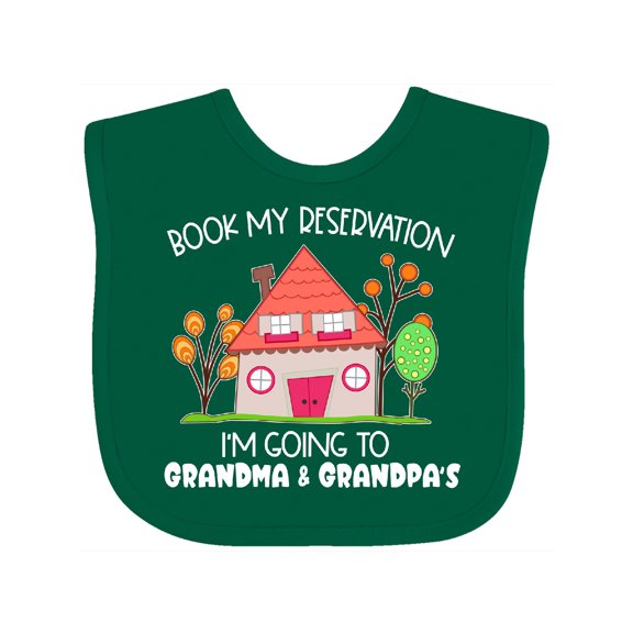 Inktastic Book My Reservation I'm Going to Grandma and Grandpa's Boys or Girls Baby Bib