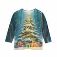 thumbnail image 5 of Atogsazn Kids Girls Christmas 3/4 Sleeve Shirt Children Christmas Tree Crew Neck Loose Fit Blouse Pullover Tops Clothing 13-Multicolor 9-10 Years Fashion, 5 of 7