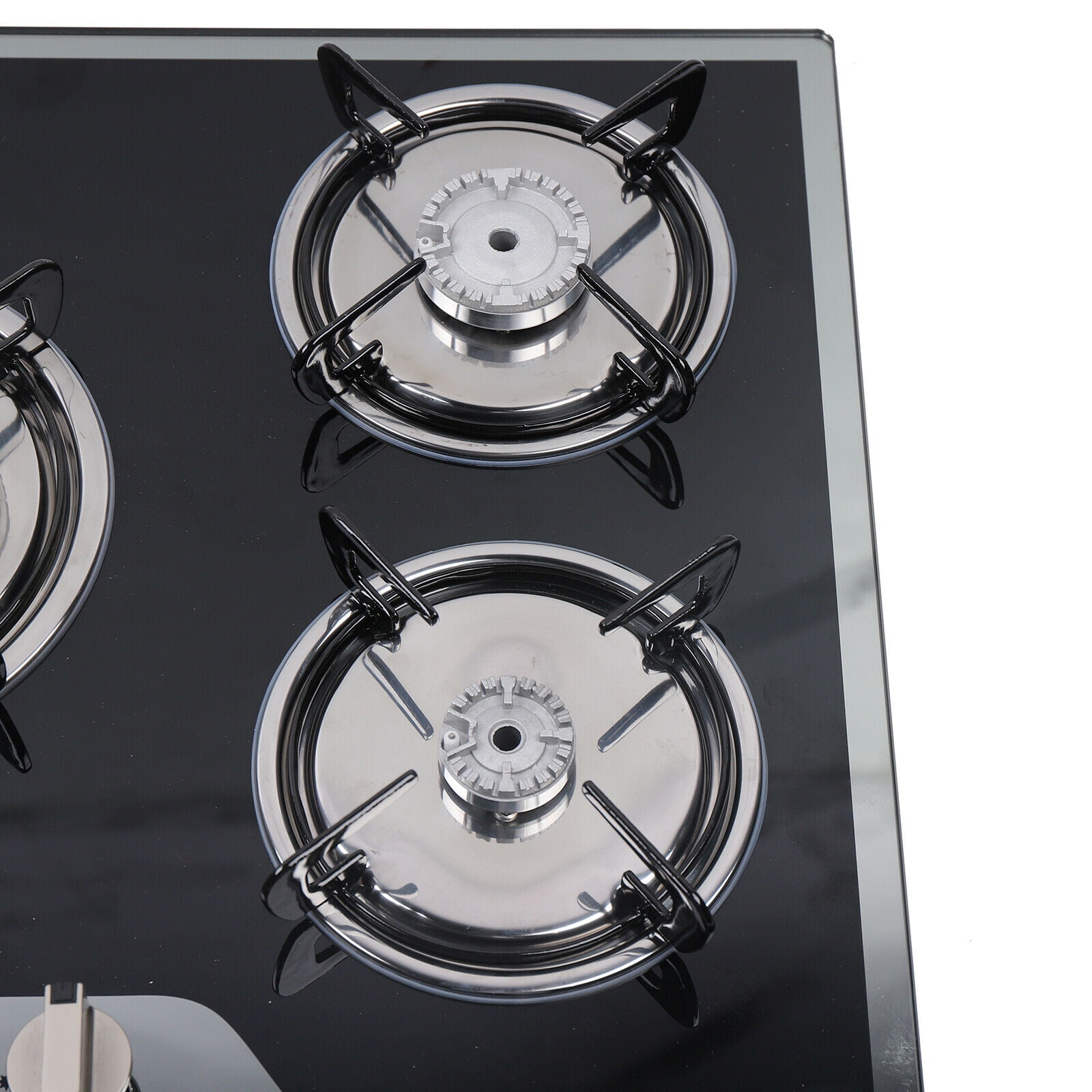 Oukaning 2 Burners Kitchen Gas Cooktop Stove Built-In LPG/NG Gas Stove  Tempered Glass Top 