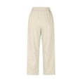 thumbnail image 5 of QQAMB Women's Wide Leg Sweatpants Solid Color Barrel Drawstring Elastic Waisted Casual Trousers with Pockets Khaki 2XL, 5 of 8