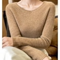 thumbnail image 4 of Vetsdori Sweaters for Women Soft Pullover Casual Long Sleeve Gold Crew neck Womens Sweaters Solid, 4 of 4