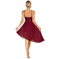 thumbnail image 2 of iEFiEL Womens Sparkly Sequins Asymmetrical Dance Dress V Neck Spaghetti Shoulder Straps Lyrical Contemporary Dancewear. Burgundy S, 2 of 7