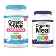 Orgain - Organic Vegan, Gluten Free Plant Based Protein & Superfoods Powder - Vanilla Bean (2.02 LB) + Meal Replacement Powder - Creamy Chocolate Fudge (2.01 LB)