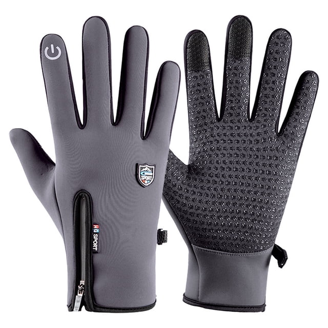 Guantes de ciclismo para deportes al aire libre, cálidos, con forro polar, con cremallera antideslizante, impermeables, a prueba de viento, para otoño e invierno, para hombres y mujeres