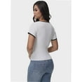 thumbnail image 2 of Women Summer Short Sleeve Shirts Crewneck Striped Color Block T Shirts Slim Fit Basic Tee Tops, 2 of 6