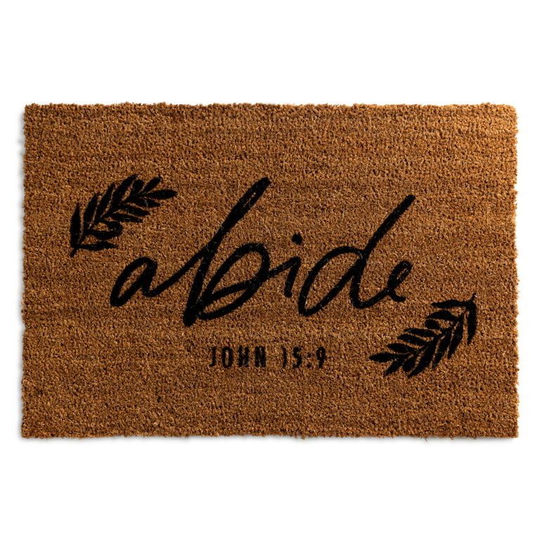 Dayspring, Studio 71, Abide John 15:9, Inspirational Coir Doormat (18 inchx30 inch), Brown