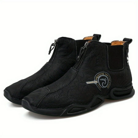 

JINZHOUSHCH Stylish Men‘s Leather Zippered Ankle Boots for Casual Walking Comfort