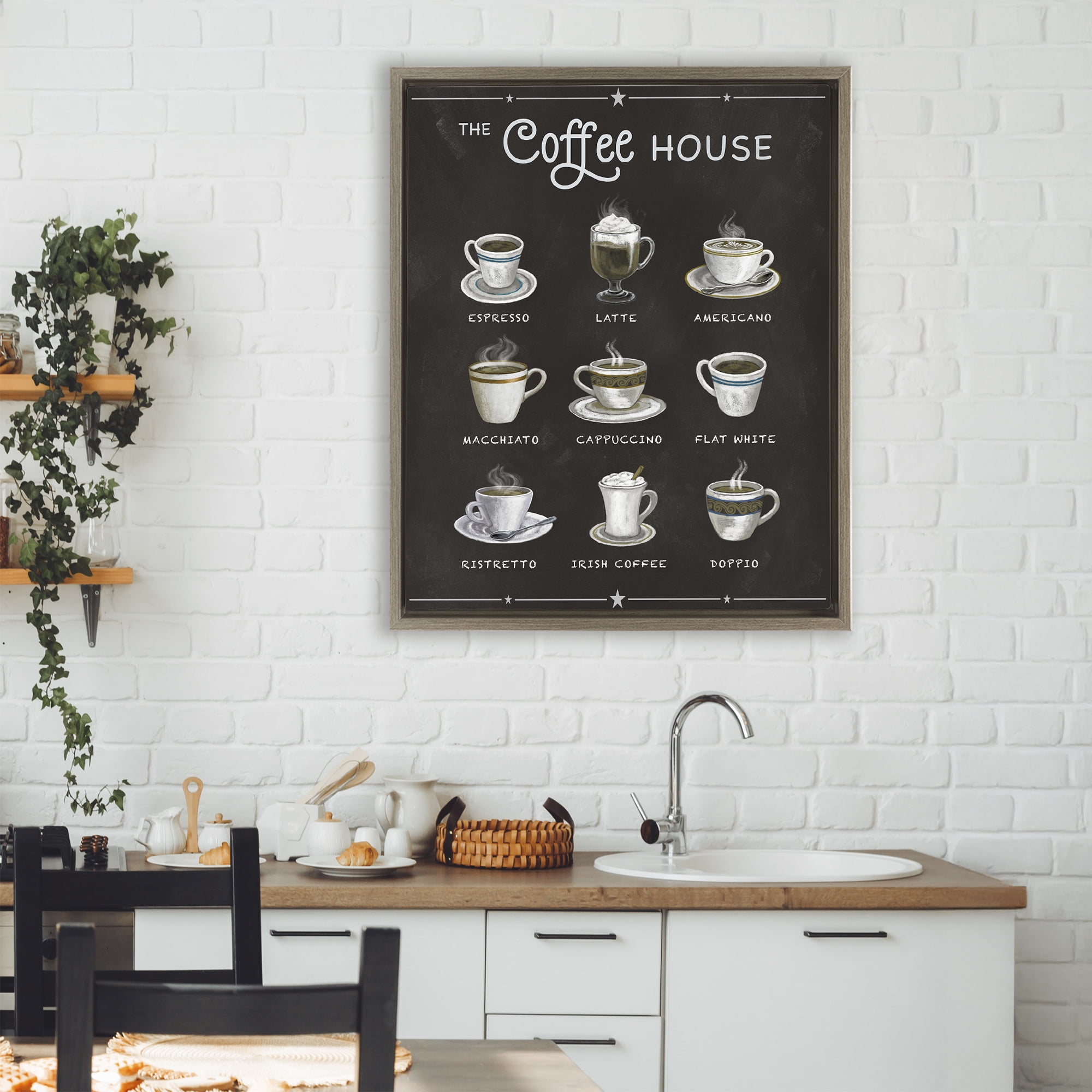 Stupell Industries The Coffee House Menu Brown Framed Floater Canvas Wall Art, design by Conrad Knutsen