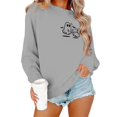 thumbnail image 3 of Halloween Sweatshirt for Women Cozy Autumn Sweatshirt Relaxed Fit Hoodless Pullover for Women Comfort Stylish Casual Wear Season Versatile Layer Light Gray XXL, 3 of 5
