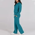 thumbnail image 3 of Mohiass Travel Lounge Sets for Women 2 Piece Long Sleeve Sweatsuits Half Zip Sweatshirts with Baggy Joggers Sweatpants Turquoise L, 3 of 6