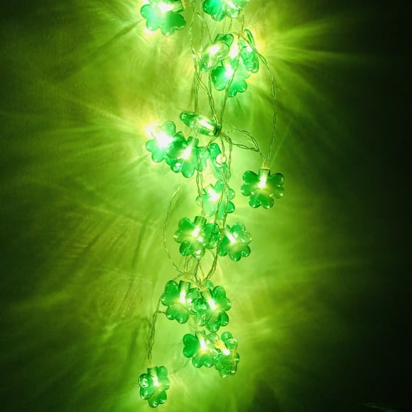 Suncoda Lights, 10Ft String Lights St Patrick's Day Decorations 20 LED Green String Lights St Patricks Day Battery Operated Lights for Irish Party