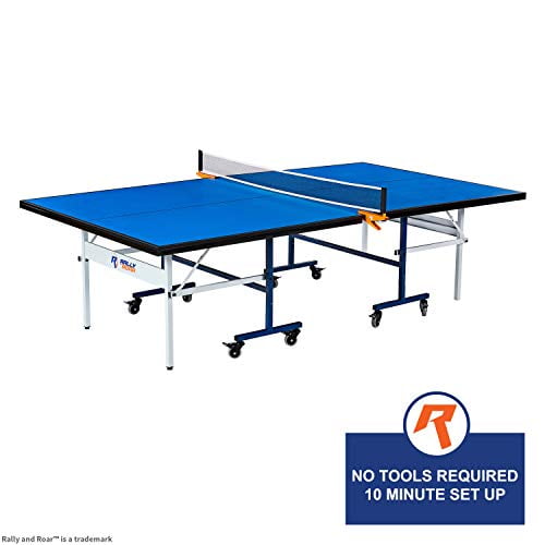 Indoor 15mm Table Tennis Ping Pong With Net Set By Rally Roar Quick Assembly Playback Mode Space Saving Storage Tournament Size 30mm Steel Frame Family And Friend Game Indoor 15mm Table Tennis Ping Pong, Ping Pong Table Net Assembly