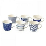 Royal Doulton 1815 Pacific Mug 13.5 oz, Blue Mixed Patterns, Set of 6, Porcelain