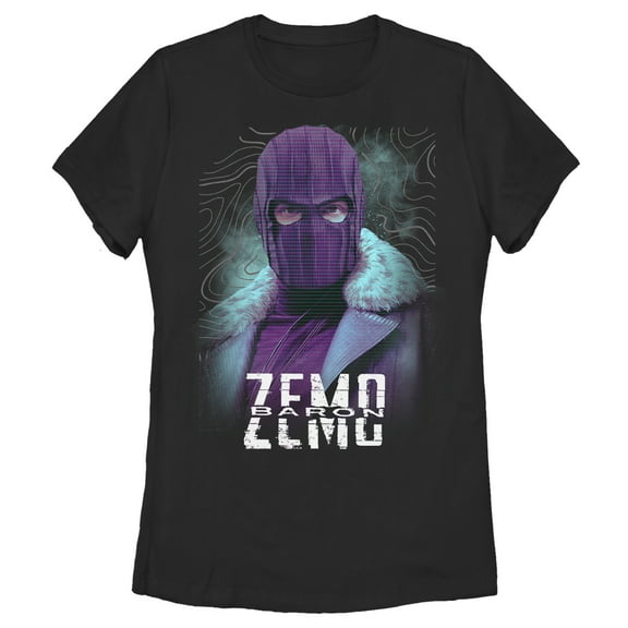 Women's Marvel The Falcon and the Winter Soldier Baron Zemo Mask  Graphic Tee Black 2X Large