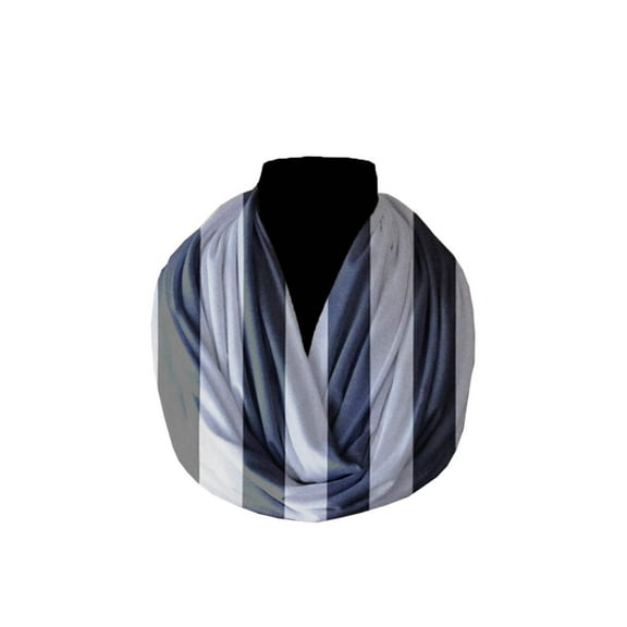 Cotton Blend Infinity Scarf 2 Inch Wide Stripes Print