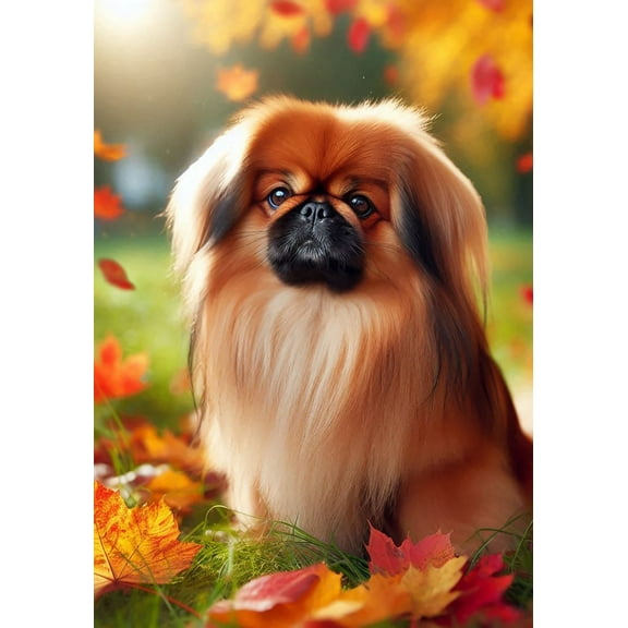 Pekingese -  Best of Breed DCR Falling Leaves Garden Flag