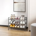 thumbnail image 6 of Seville Classics 3-Tier Stackable 9-Pair Resin Slat Metal Frame Shoe Storage Rack Organizer, Gray, 6 of 8